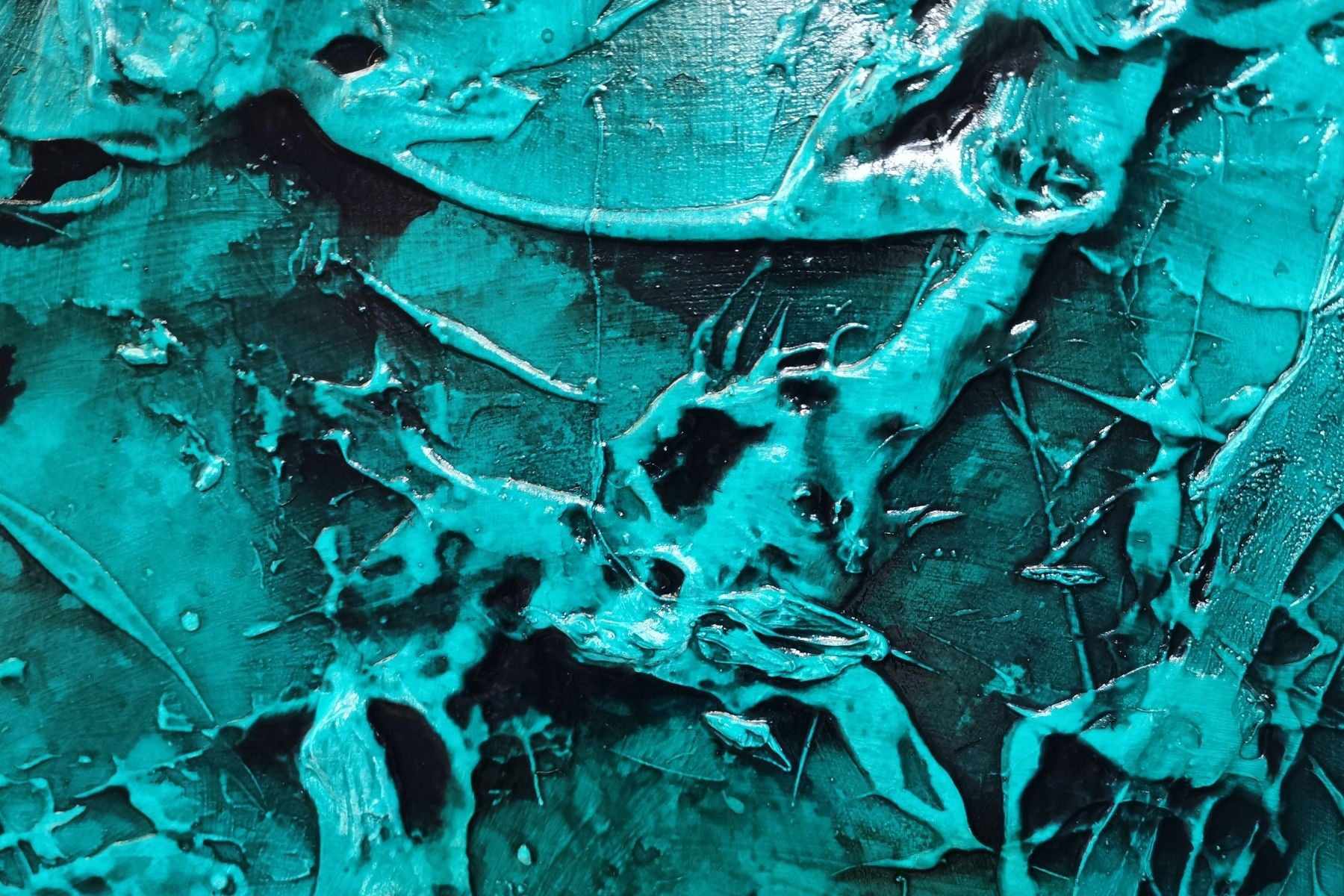Aquatic Resonance 190cm x 100cm Teal Ink Textured Abstract Painting (SOLD)