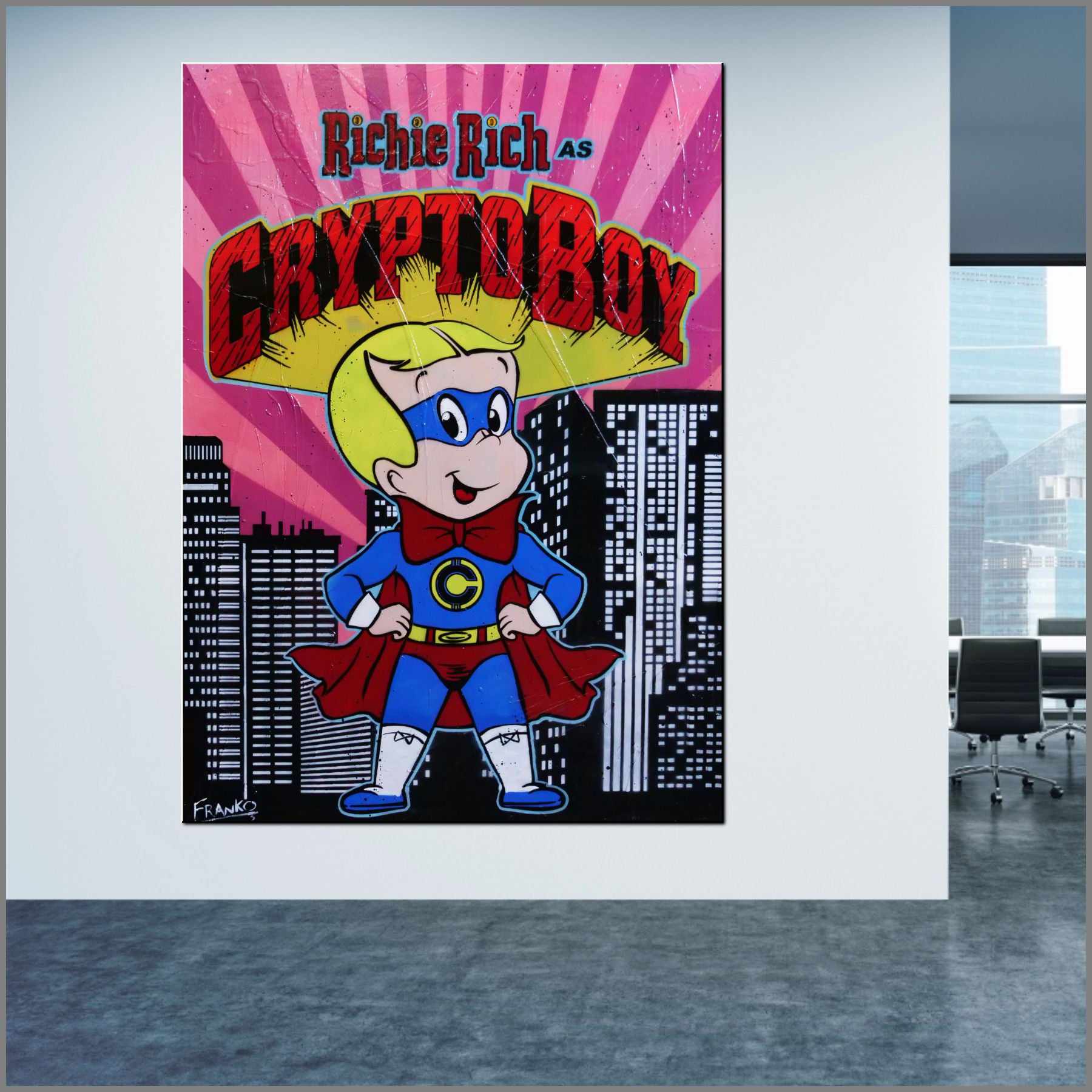 Crypto Boy Rules 140cm x 100cm Richie Rich Textured Urban Pop Art Pain –  Franklin Art Studio