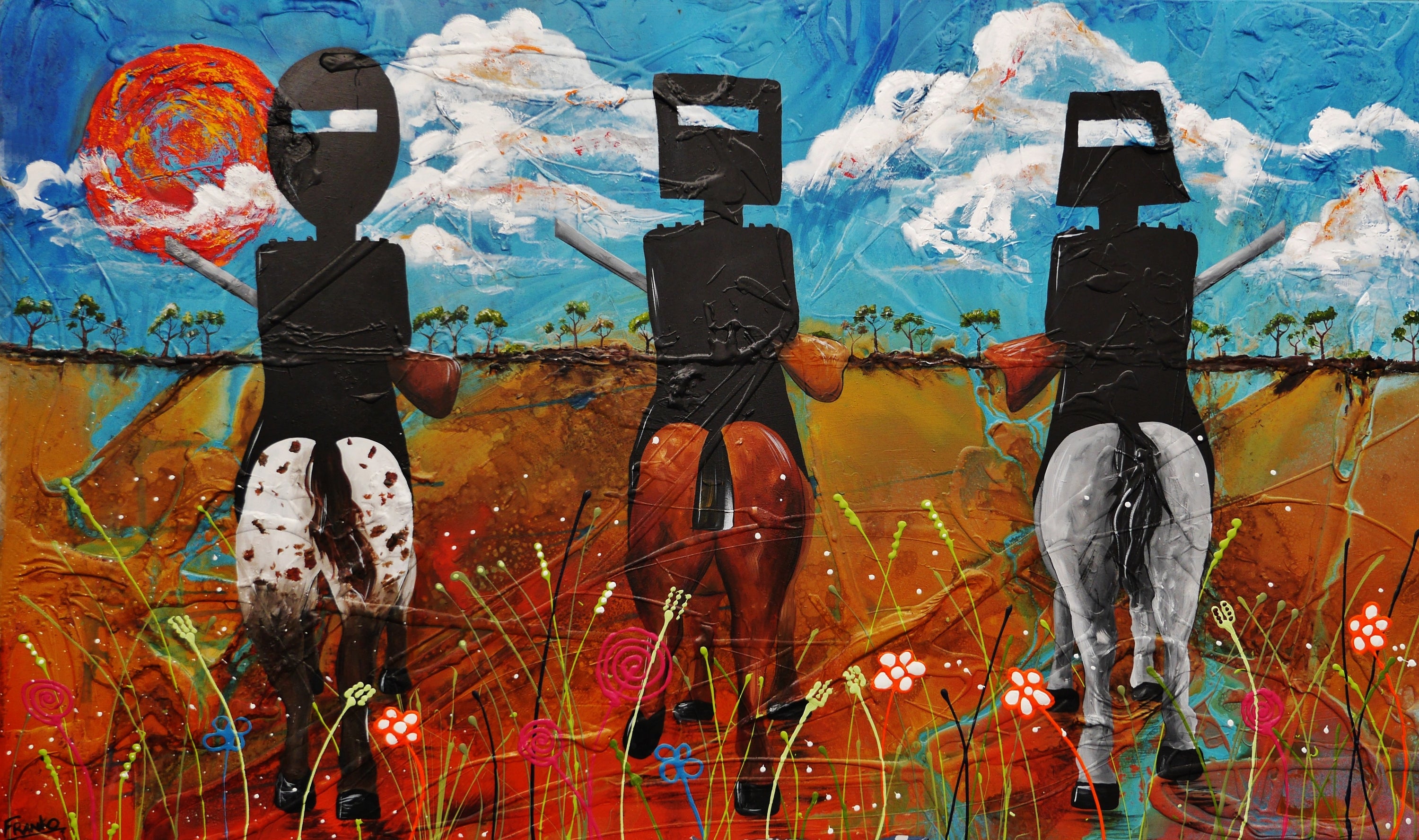 Kelly Three 200cm x 120cm Ned Kelly Abstract Realism Textured Painting