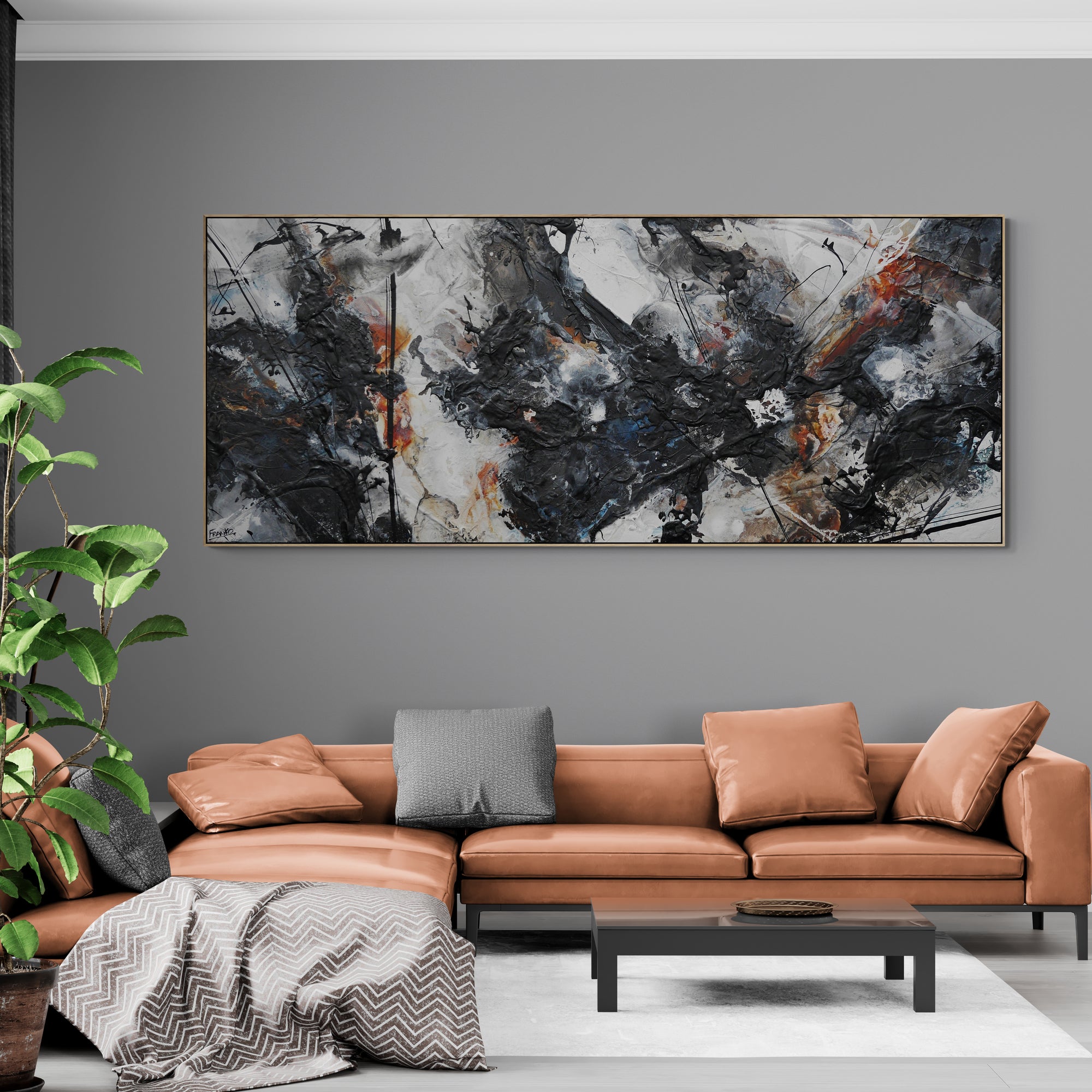 Resonating Energy 240cm x 100cm Rustic Textured Abstract Painting