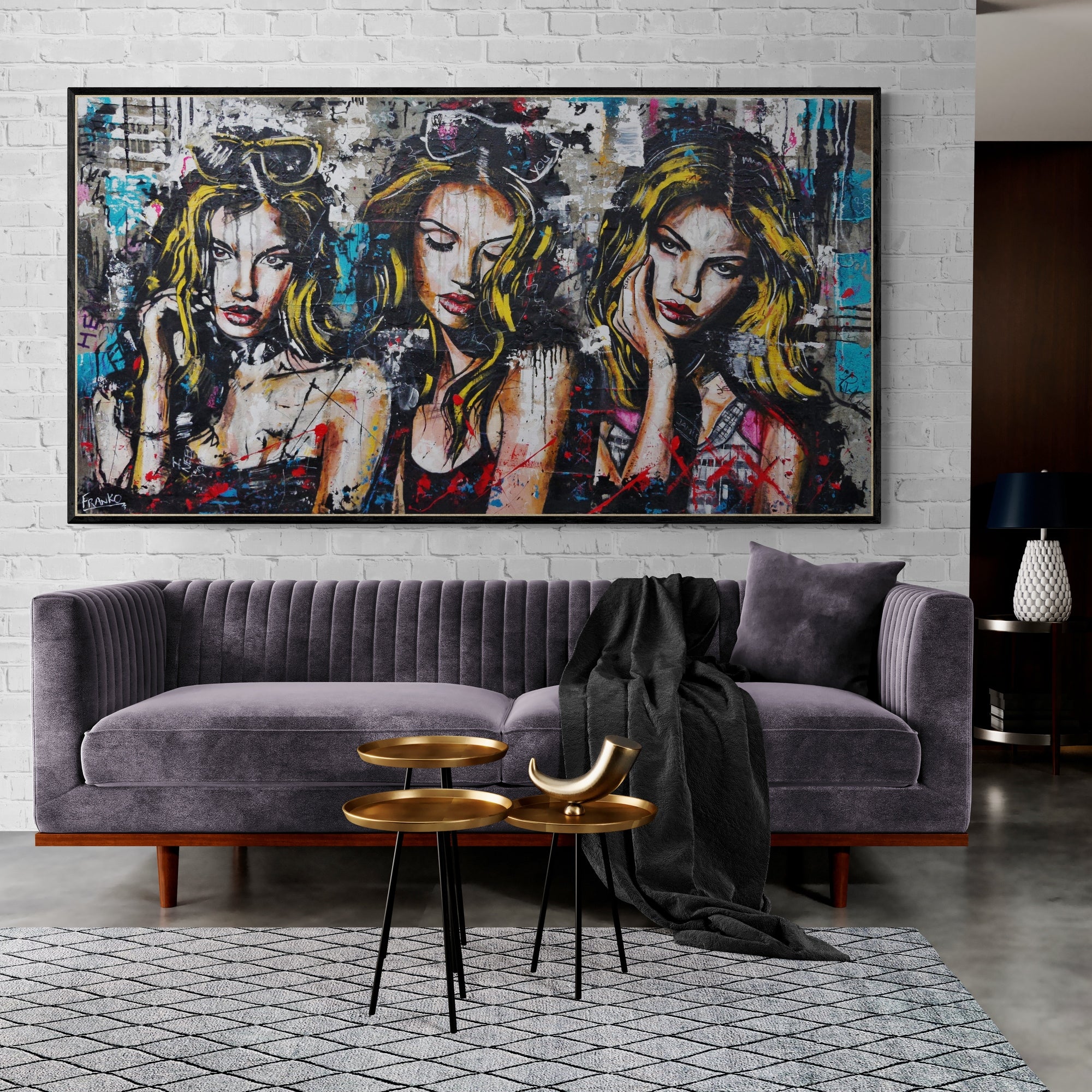 Raw Fates 190cm x 100cm Sultry Concrete Textured Industrial Urban Pop Art Painting (SOLD)