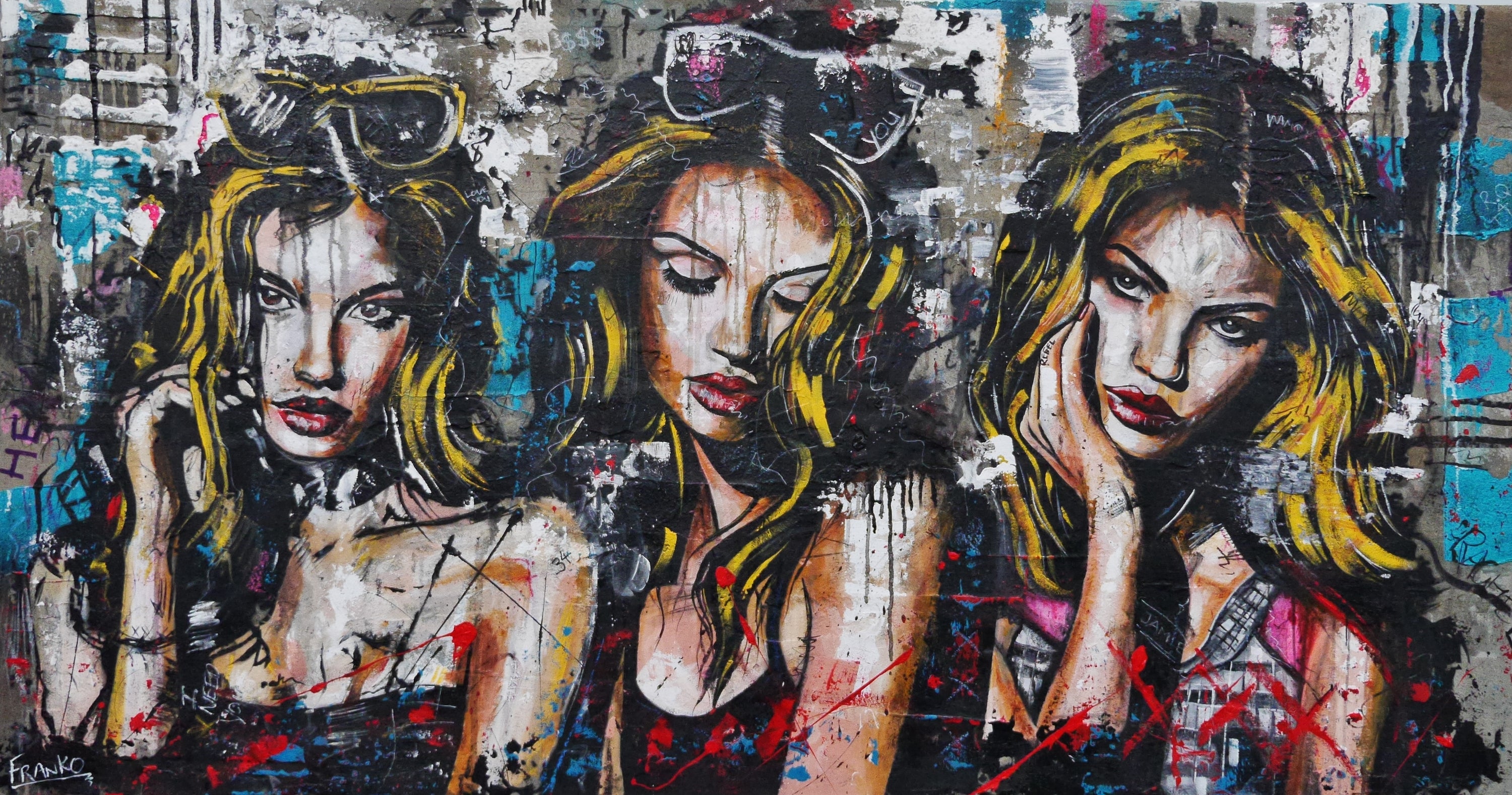 Raw Fates 190cm x 100cm Sultry Concrete Textured Industrial Urban Pop Art Painting (SOLD)