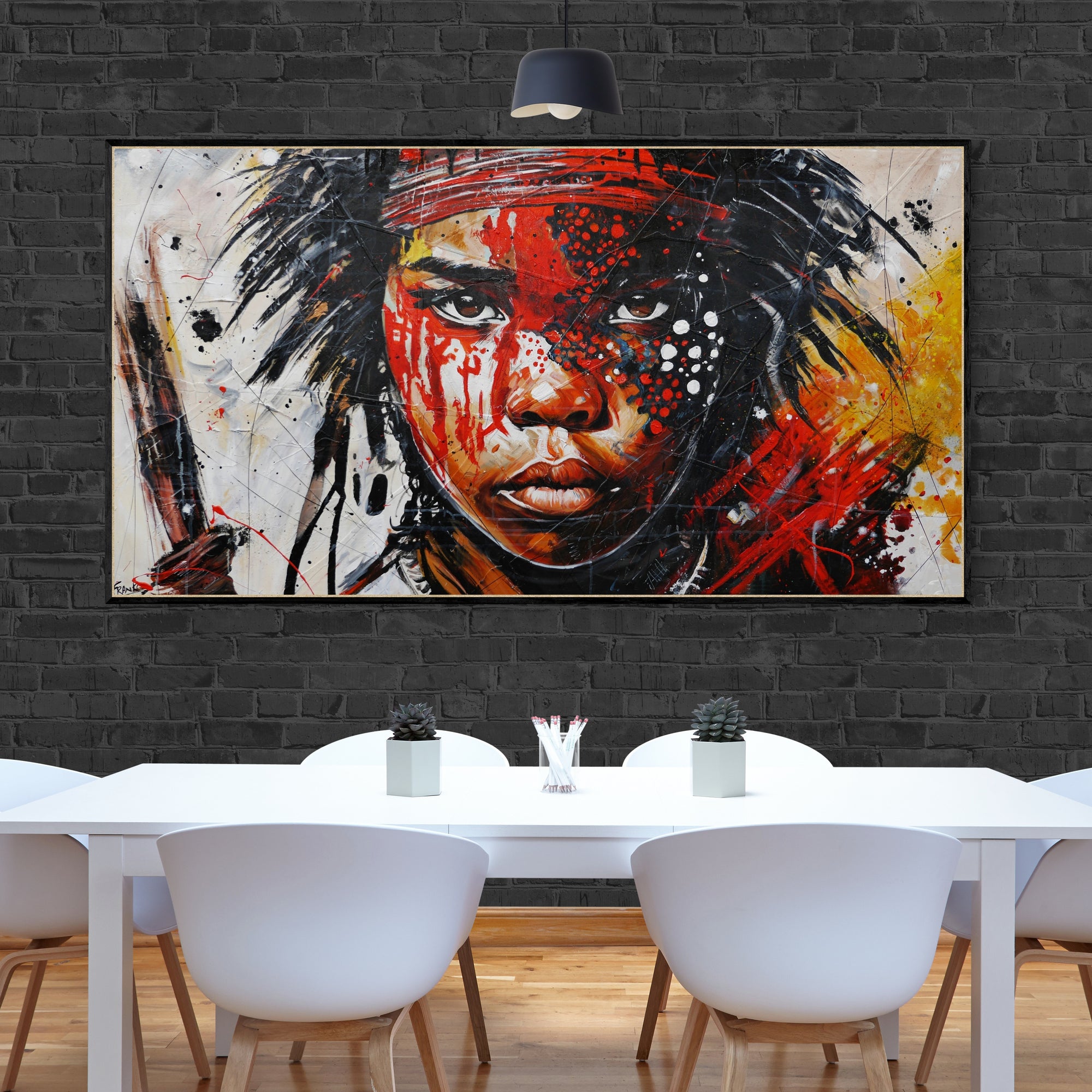 Tribal 190cm x 100cm Brave and Beautiful Abstract Framed Textured Painting