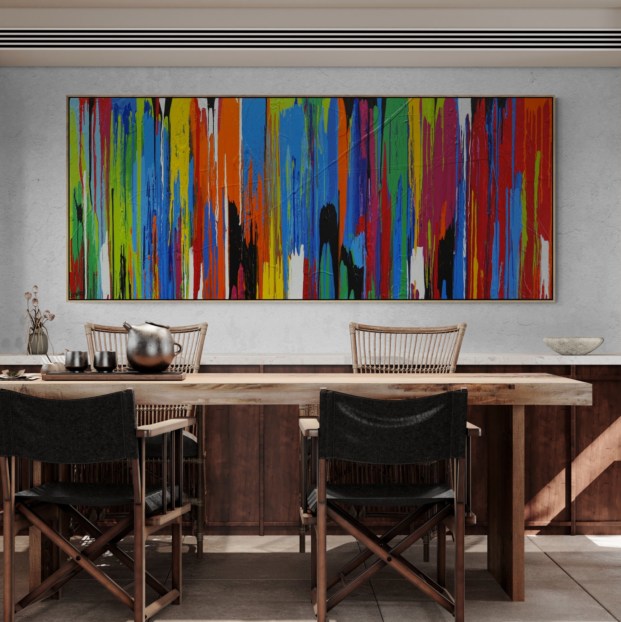 The Colouring 240cm x 100cm Colourful Textured Abstract Painting (SOLD)