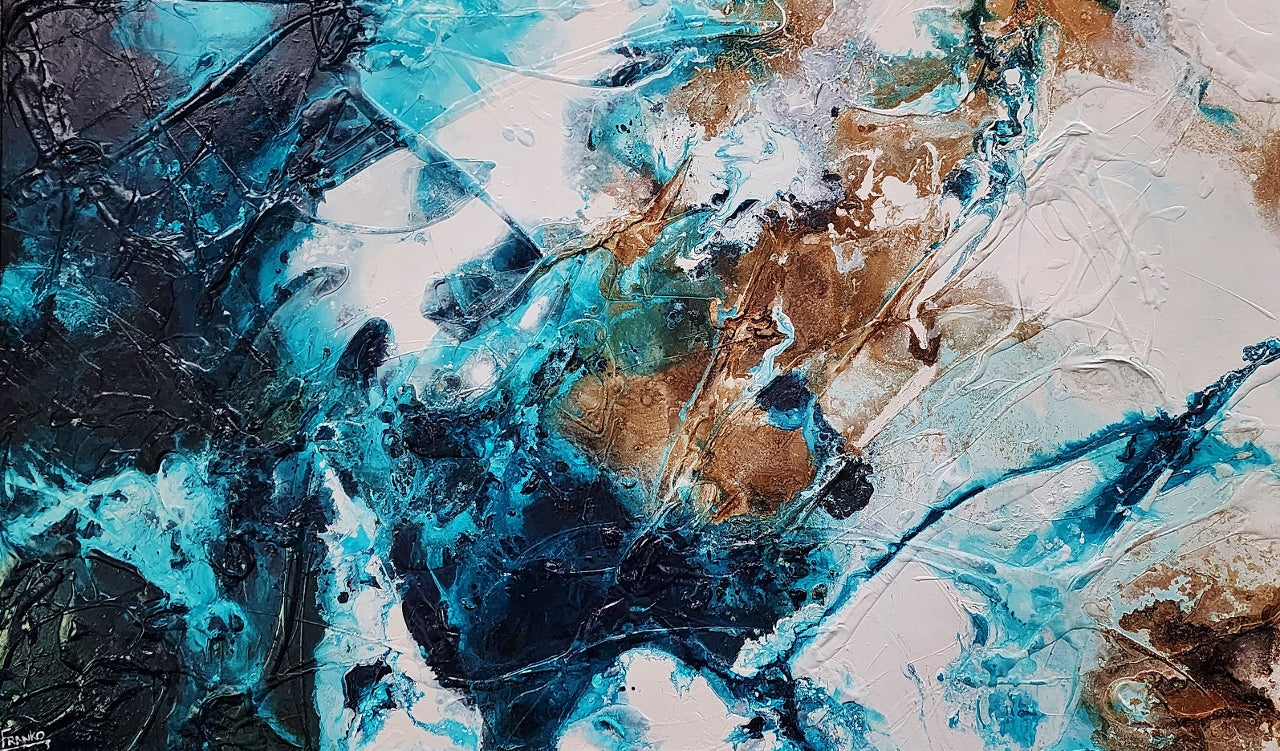 Sublime Southern 200cm x 120cm Turquoise Rust White Textured Abstract Painting (SOLD)
