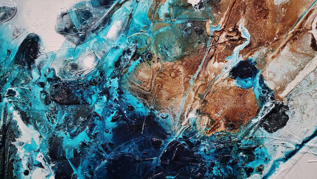 Sublime Southern 200cm x 120cm Turquoise Rust White Textured Abstract Painting (SOLD)
