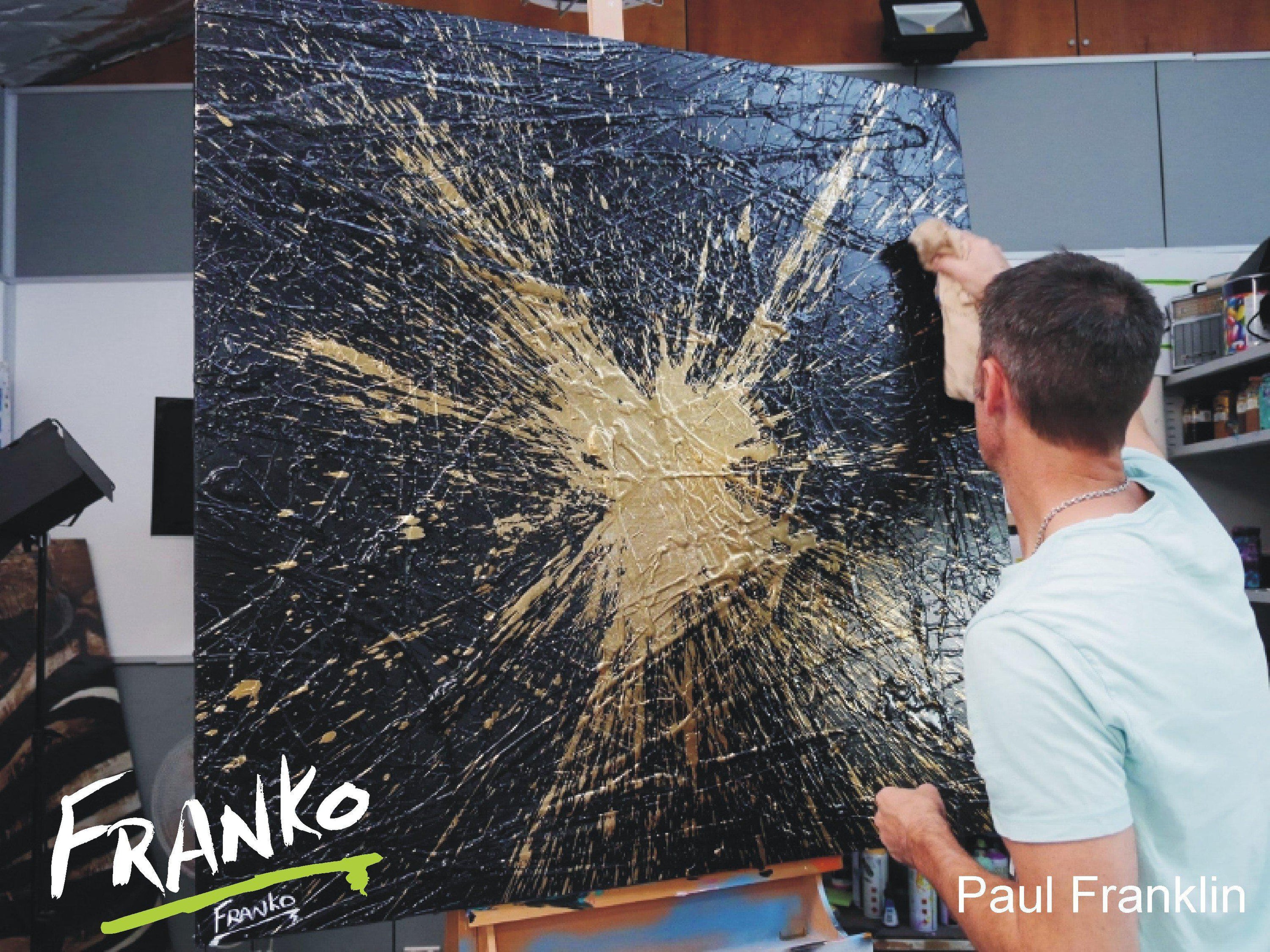 24 Carat Mint 120cm x 120cm Black and gold Abstract Painting (SOLD)-abstract-[Franko Artist]-[Gold Coast]-[Brisbane]-[Huge]-Franklin Art Studio
