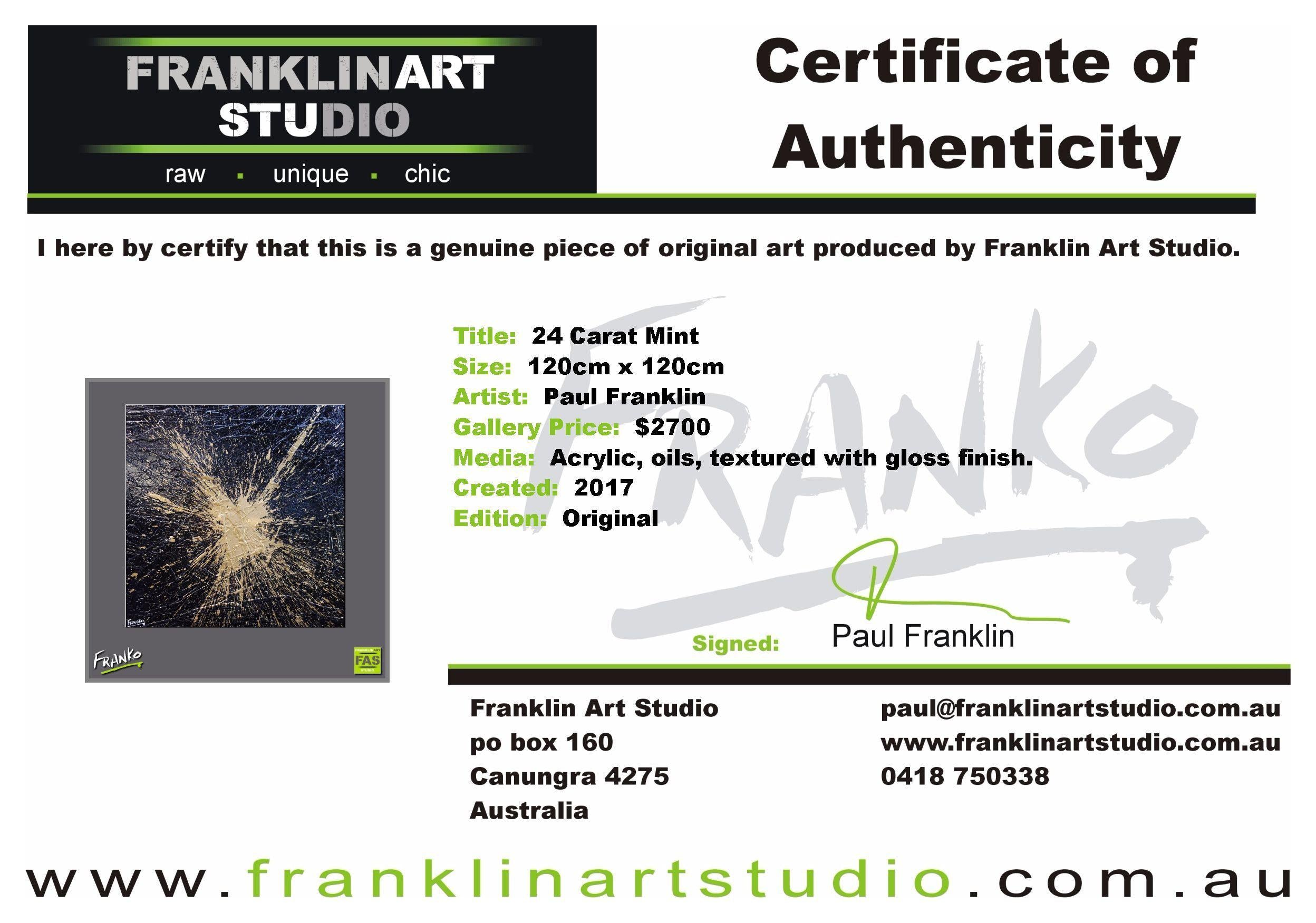 24 Carat Mint 120cm x 120cm Black and gold Abstract Painting (SOLD)-abstract-[Franko Artist]-[Cheryl]-[Wendy]-[Gabriela]-Franklin Art Studio