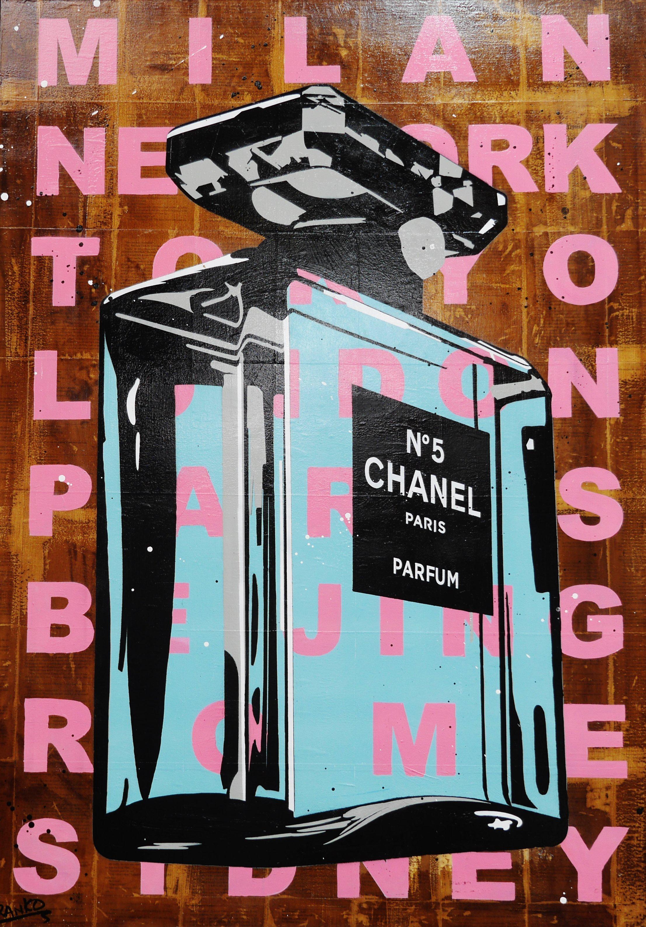 50 Shades of Chanel 140cm x 100cm Chanel Perfume Bottle Vintage Book Pop art Painting (SOLD)-Abstract-Franko-[Franko]-[Australia_Art]-[Art_Lovers_Australia]-Franklin Art Studio
