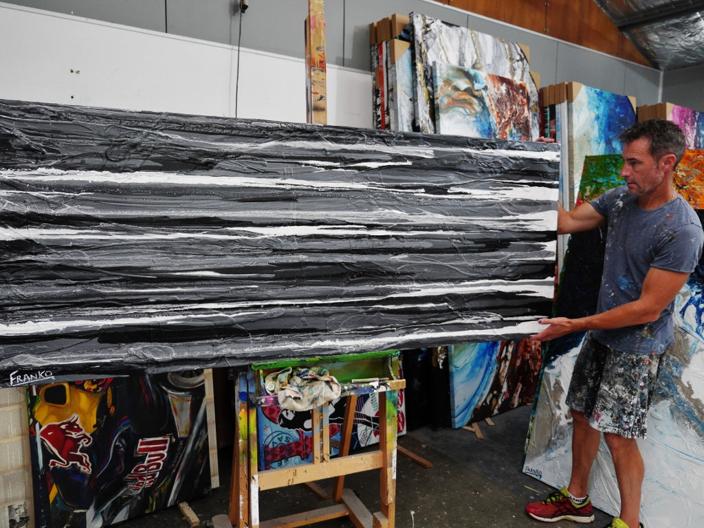 50 Shades of Grey 200cm x 80cm Grey White Textured Abstract Painting (SOLD)-Abstract-Franko-[franko_artist]-[Art]-[interior_design]-Franklin Art Studio