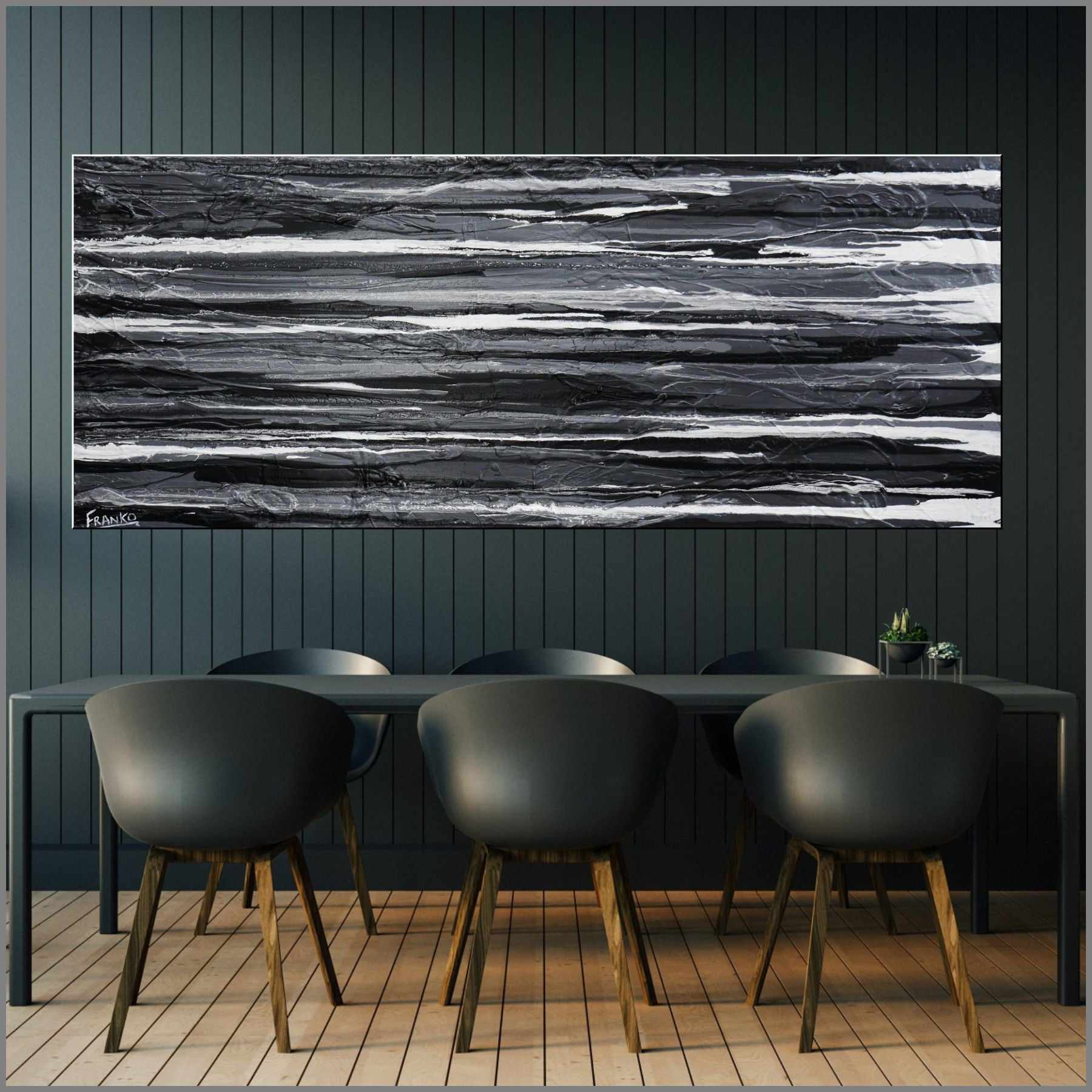 50 Shades of Grey 200cm x 80cm Grey White Textured Abstract Painting (SOLD)-Abstract-Franko-[Franko]-[huge_art]-[Australia]-Franklin Art Studio