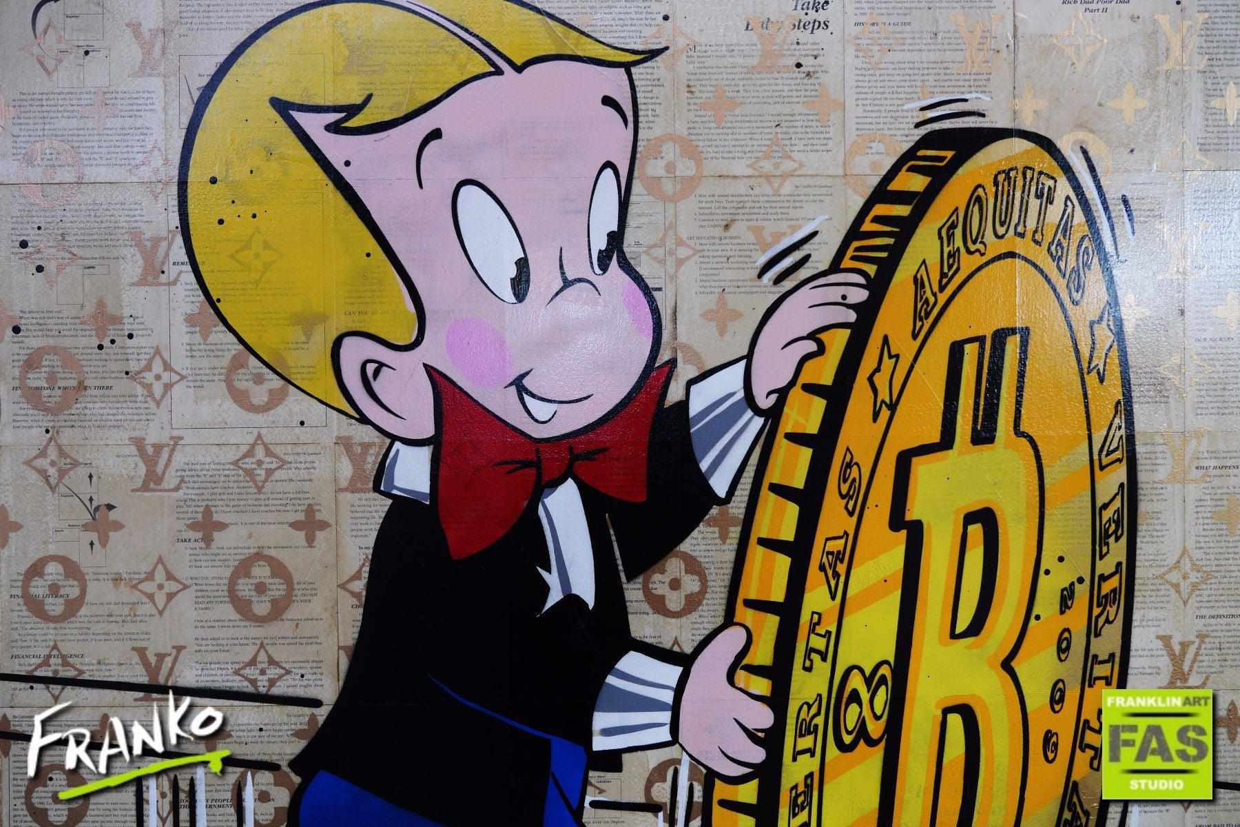 A Rolling Investment 120cm x 150cm Richie Rich Bitcoin (SOLD)