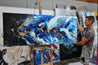 Admiral 200cm x 80cm Blue Gold Black Textured Abstract Painting (SOLD)-Abstract-Franko-[franko_artist]-[Art]-[interior_design]-Franklin Art Studio