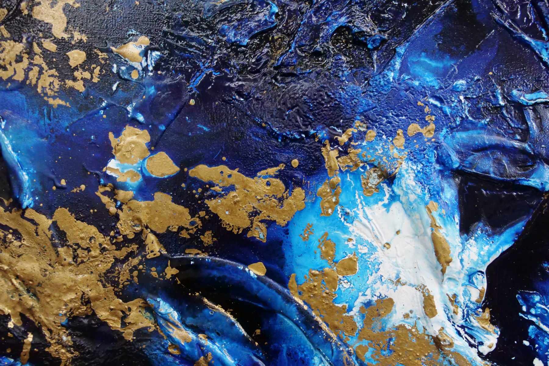 Admiral 200cm x 80cm Blue Gold Black Textured Abstract Painting (SOLD)-Abstract-[Franko]-[Artist]-[Australia]-[Painting]-Franklin Art Studio