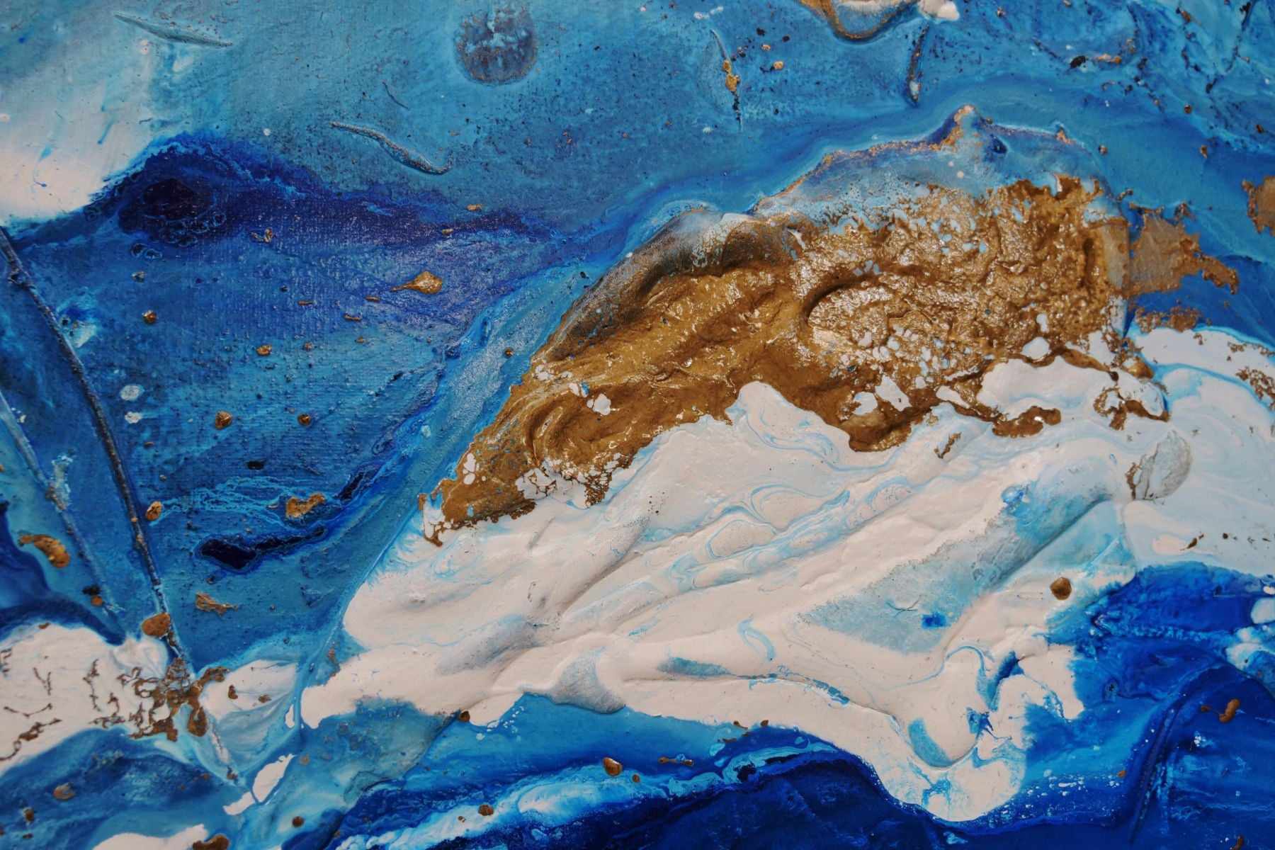 Admiralty 200cm x 80cm Blue Gold Textured Abstract Painting  (SOLD)
