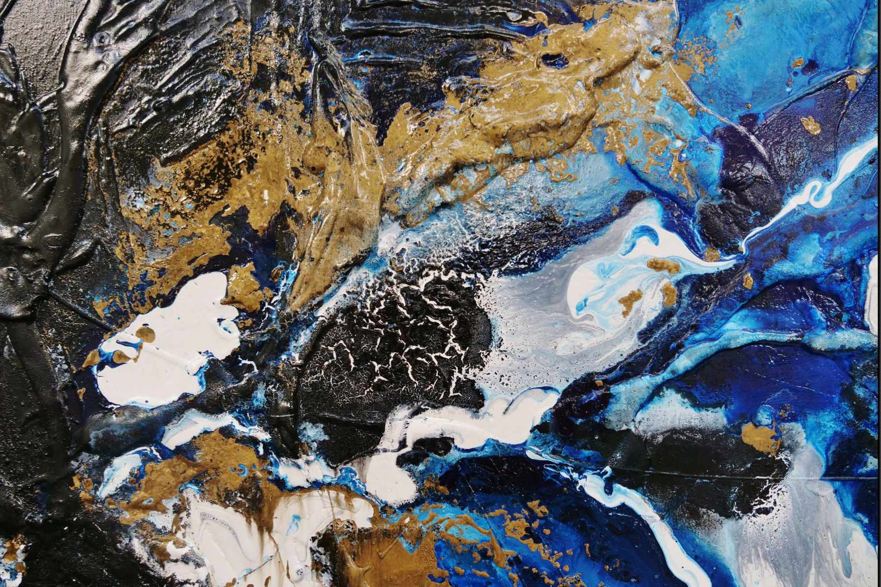 Admiralty 200cm x 80cm Blue Gold Textured Abstract Painting (SOLD)-Abstract-[Franko]-[Artist]-[Australia]-[Painting]-Franklin Art Studio