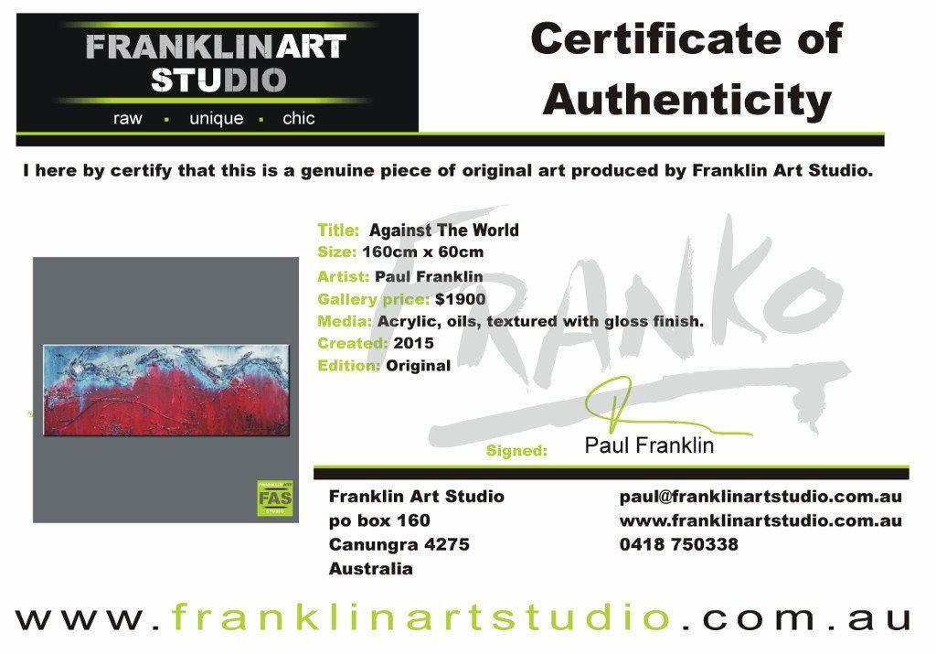 Against The World 160cm x 60cm Abstract Painting Red-abstract-Franko-[franko_art]-[beautiful_Art]-[The_Block]-Franklin Art Studio