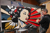 Akane 190cm x 100cm Geisha Textured Urban Pop Art Painting-Urban Pop Art-Franko-[franko_artist]-[Art]-[interior_design]-Franklin Art Studio