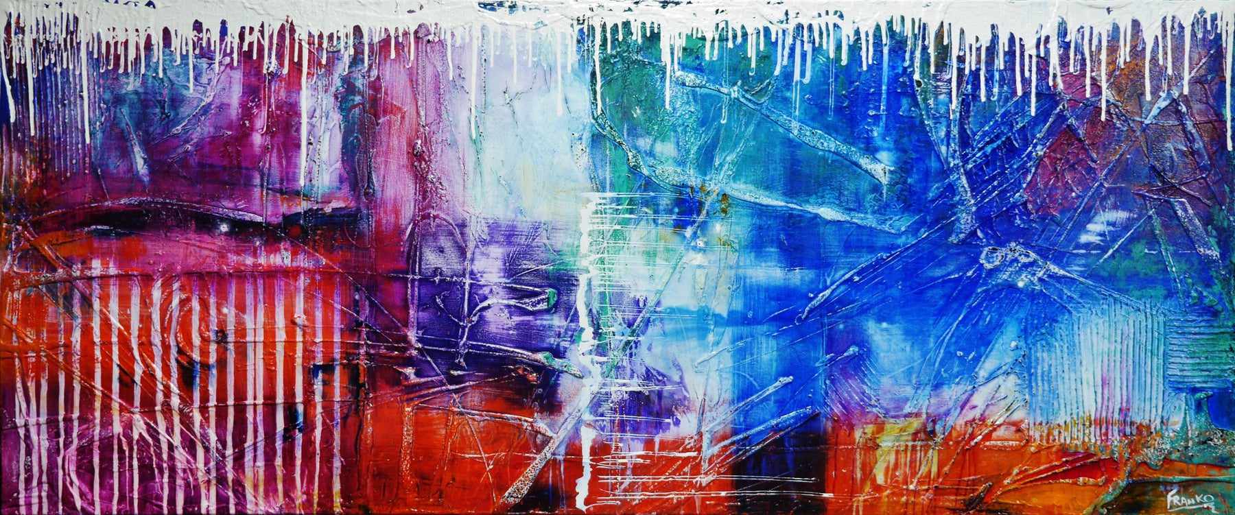 All That Grunge 240cm x 100cm Colourful Textured Abstract Painting (SOLD)-Abstract-Franko-[Franko]-[Australia_Art]-[Art_Lovers_Australia]-Franklin Art Studio