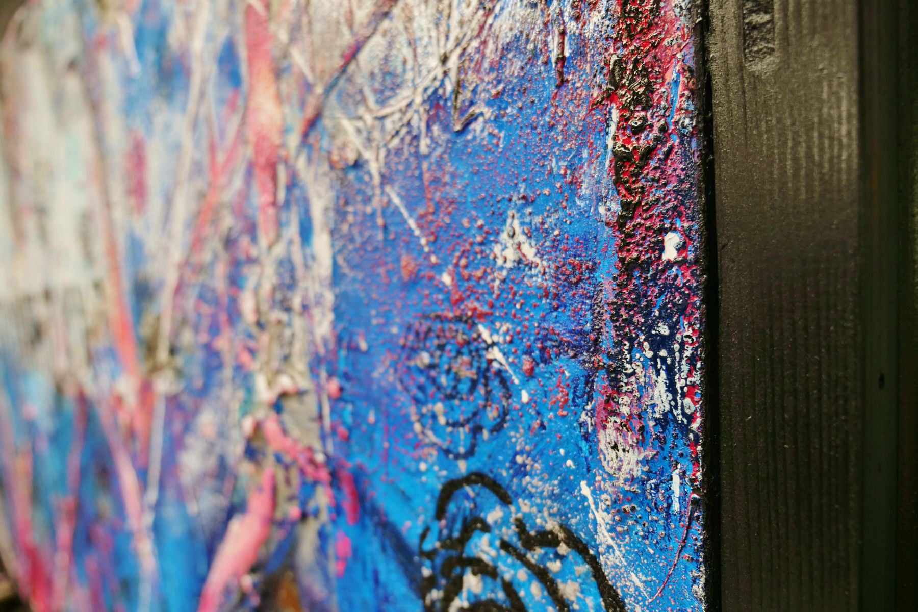 Always Kissing Blue 200cm x 80cm Always Kiss Me Goodnight Textured Urban Pop Art Painting (SOLD)-Urban Pop Art-[Franko]-[Artist]-[Australia]-[Painting]-Franklin Art Studio
