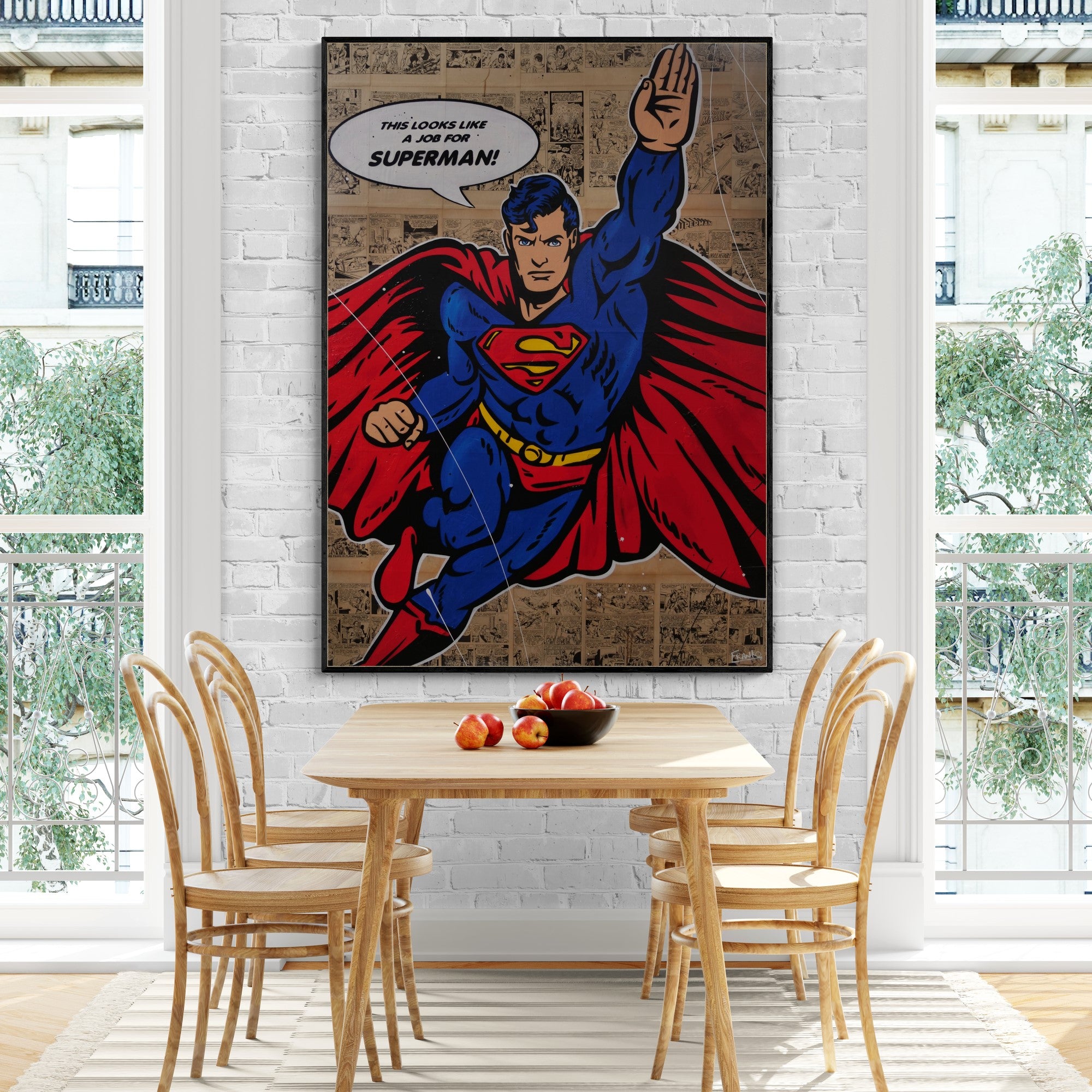Super Job 140cm x 100cm Superman Urban Pop Art Book Club Painting (SOLD)
