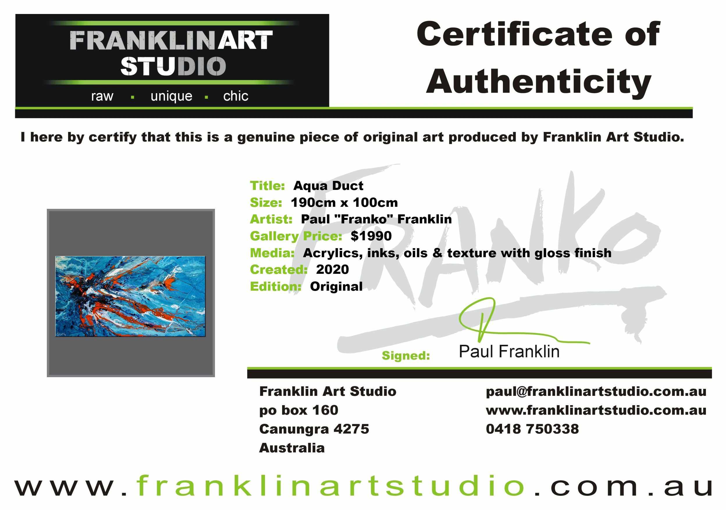 Aqua Duct 190cm x 100cm Blue Orange Textured Abstract Painting (SOLD)-Abstract-[Franko Artist]-[Cheryl]-[Wendy]-[Gabriela]-Franklin Art Studio