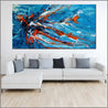 Aqua Duct 190cm x 100cm Blue Orange Textured Abstract Painting (SOLD)-Abstract-Franko-[huge]-[Australian]-[best Selling]-Franklin Art Studio