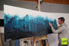 Aqua Impression 200cm x 80cm Blue White Textured Abstract Painting (SOLD)-Abstract-Franko-[franko_artist]-[Art]-[interior_design]-Franklin Art Studio