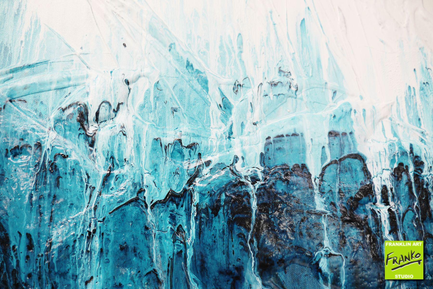 Aqua Impression 200cm x 80cm Blue White Textured Abstract Painting (SOLD)