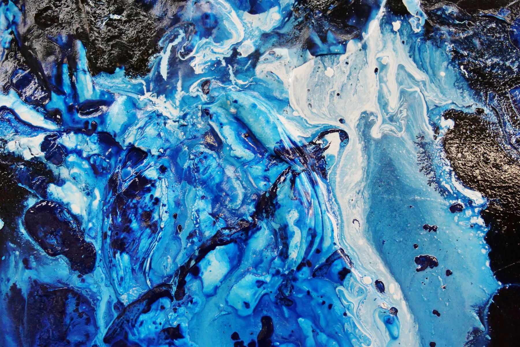 Aqua Motion 120cm x 100cm Blue White Textured Abstract Painting (SOLD)