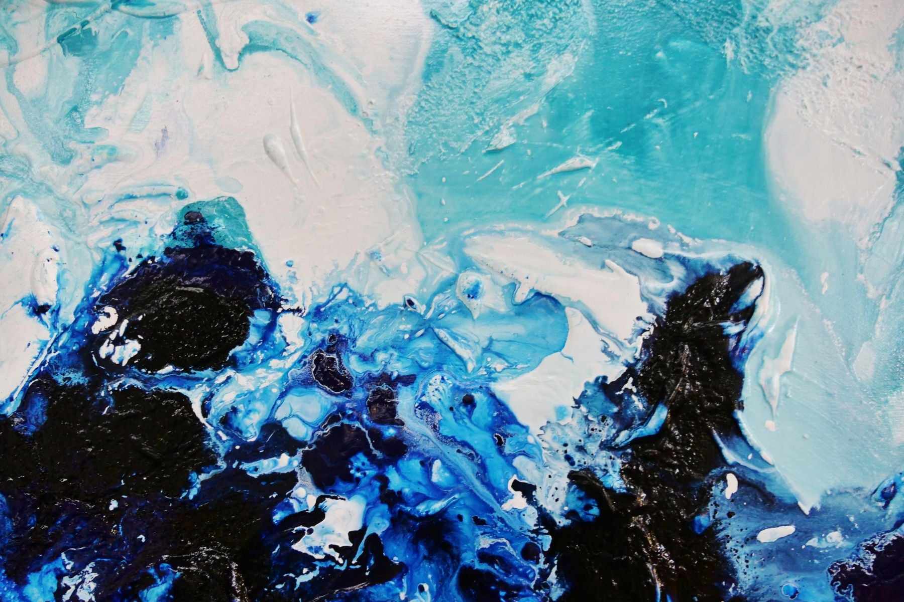 Aqua Motion 120cm x 100cm Blue White Textured Abstract Painting (SOLD)