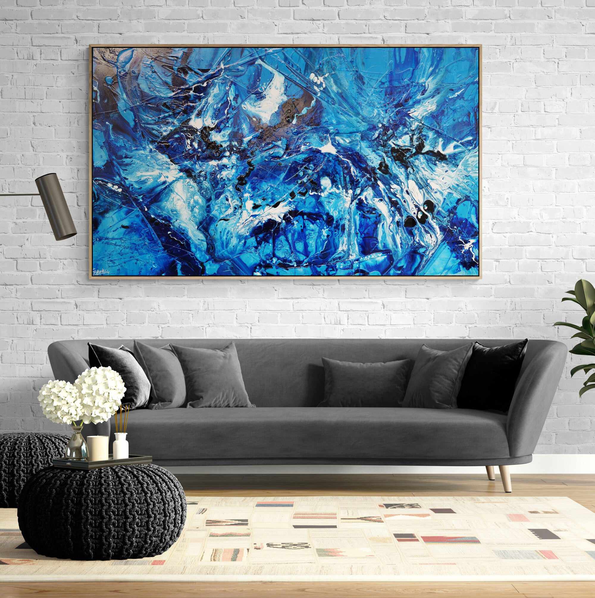 Aquafied 200cm x 120cm Blue White Textured Abstract Painting-Abstract-Franko-[Franko]-[huge_art]-[Australia]-Franklin Art Studio