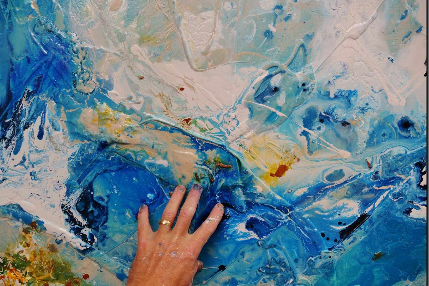 Aquarius 190cm x 100cm Blue Cream Textured Abstract Painting (SOLD)