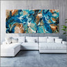Aquatic Honey 270cm x 120cm Turquoise White Textured Abstract Painting (SOLD)-Abstract-Franko-[Franko]-[huge_art]-[Australia]-Franklin Art Studio