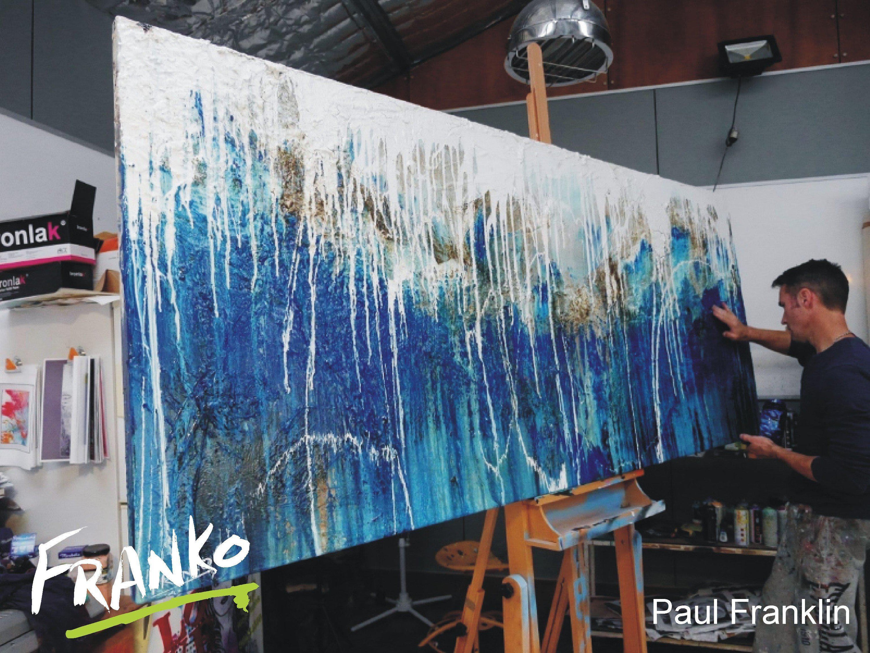 Aquatic Jungle 240cm x 100cm Blue Abstract Painting (SOLD)-abstract-Franko-[franko_artist]-[Art]-[interior_design]-Franklin Art Studio