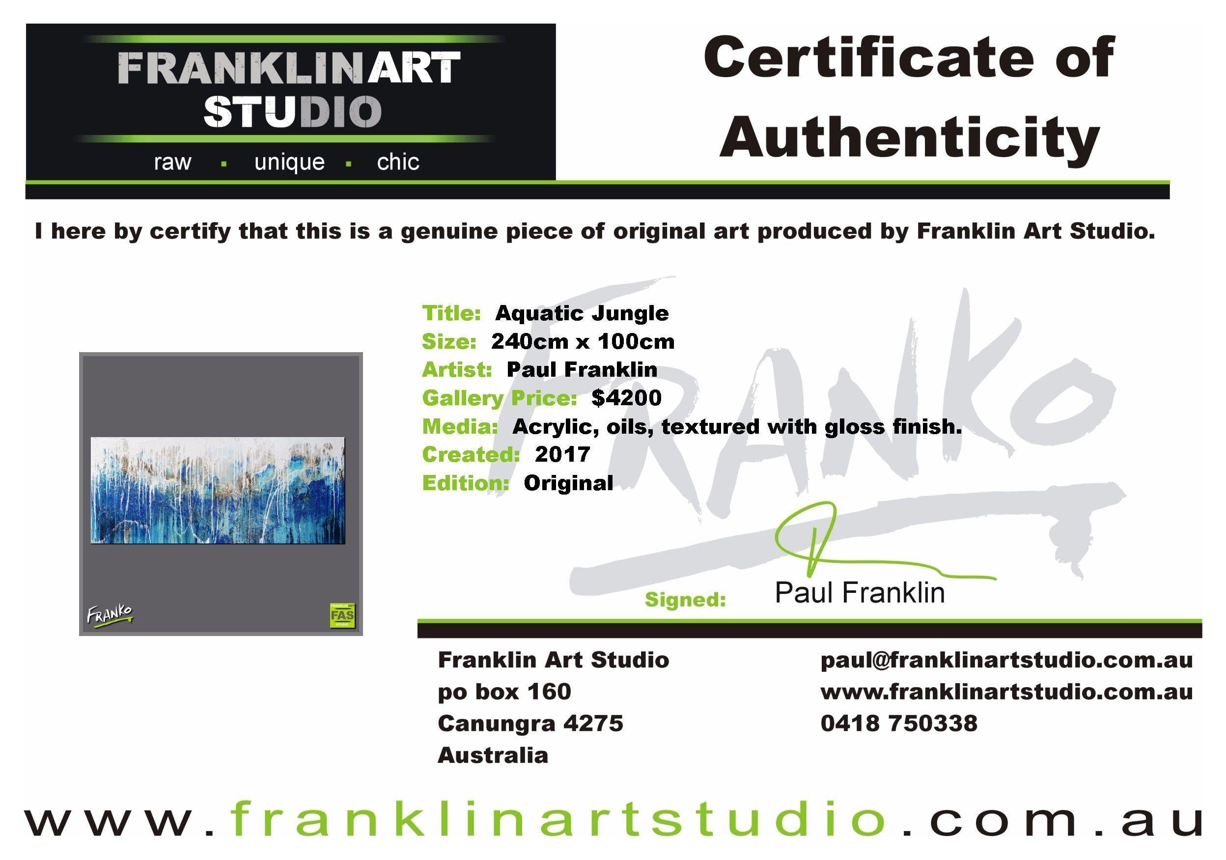 Aquatic Jungle 240cm x 100cm Blue Abstract Painting (SOLD)-abstract-Franko-[franko_art]-[beautiful_Art]-[The_Block]-Franklin Art Studio
