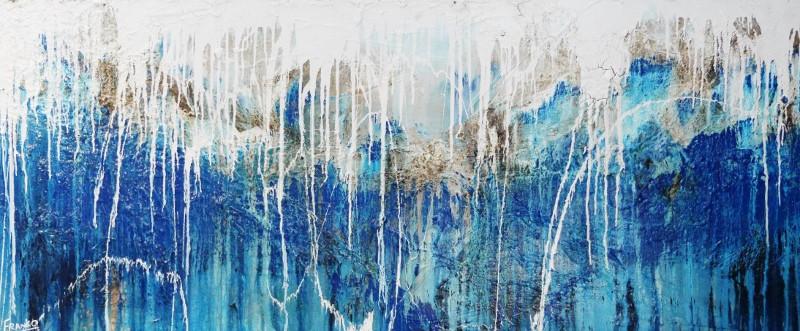 Aquatic Jungle 240cm x 100cm Blue Abstract Painting (SOLD)-abstract-Franko-[Franko]-[Australia_Art]-[Art_Lovers_Australia]-Franklin Art Studio