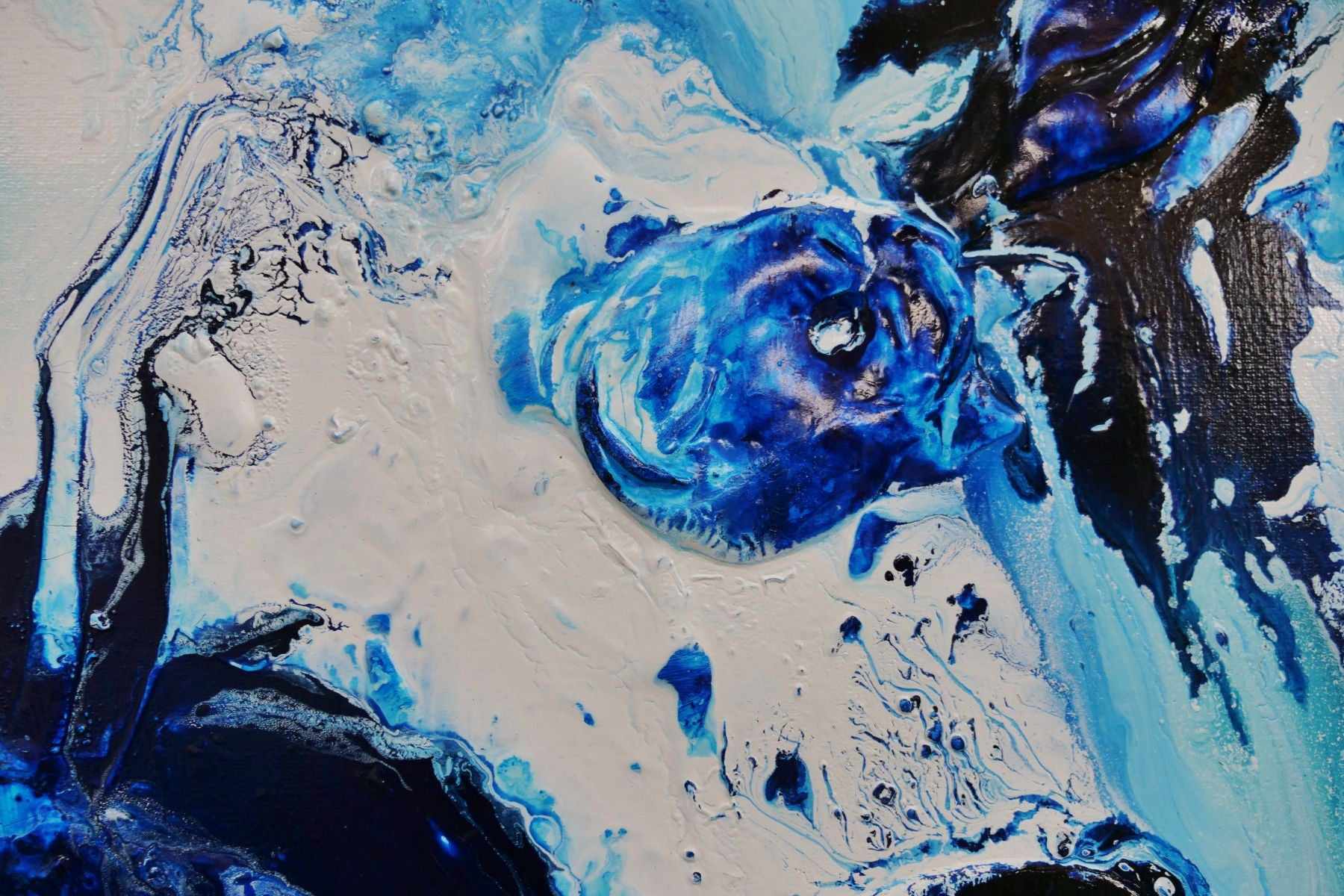 Aquatic Mantle 120cm x 100cm Blue White Textured Abstract Painting (SOLD)