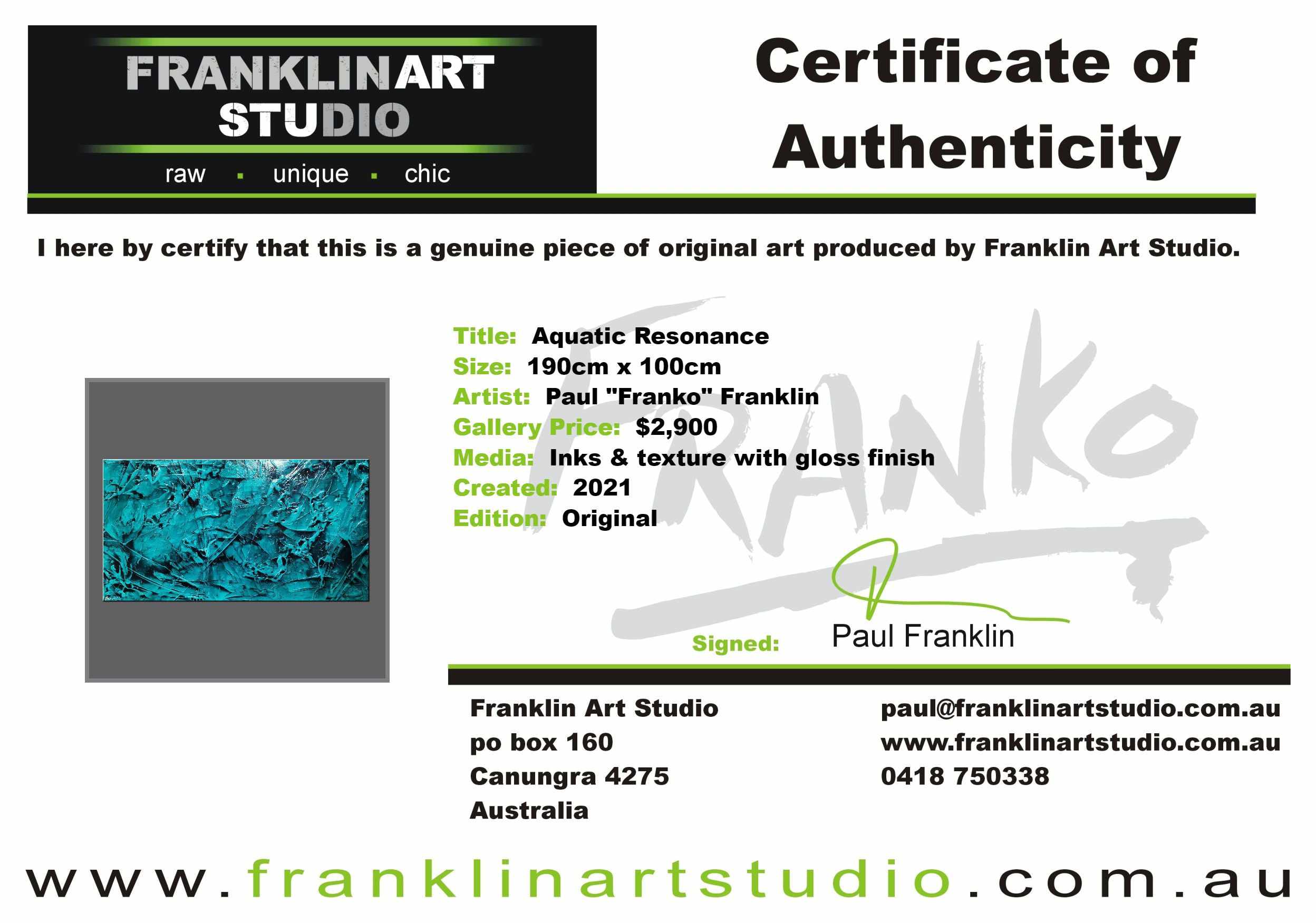 Aquatic Resonance 190cm x 100cm Teal Ink Textured Abstract Painting (SOLD)-Abstract-Franko-[franko_art]-[beautiful_Art]-[The_Block]-Franklin Art Studio