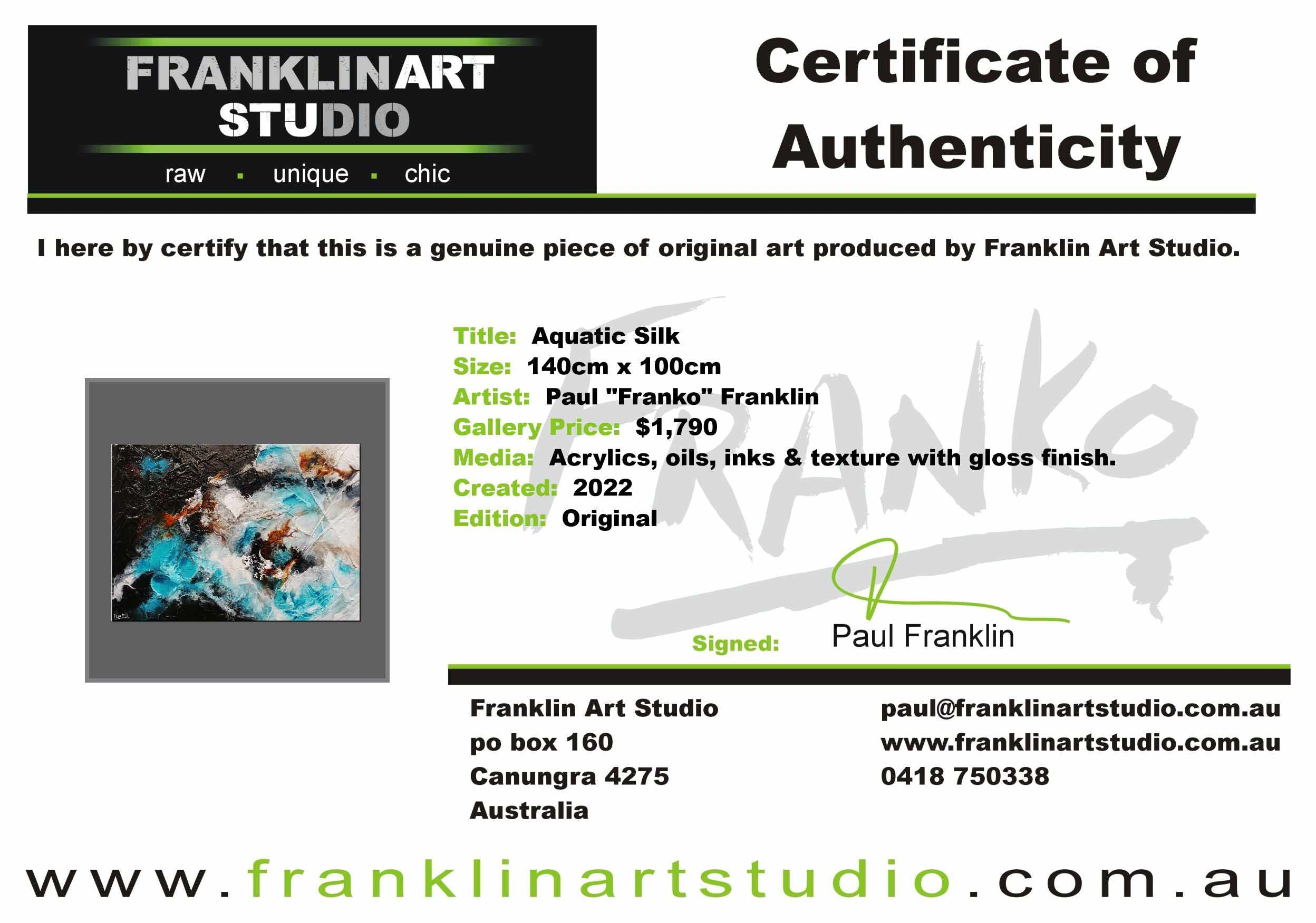Aquatic Silk 140cm x 100cm Aqua Black Textured Abstract Painting (SOLD)-Abstract-Franko-[franko_art]-[beautiful_Art]-[The_Block]-Franklin Art Studio