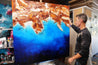Arid Coast 150cm x 150cm Blue Oxide Textured Abstract Painting-Abstract-Franko-[franko_artist]-[Art]-[interior_design]-Franklin Art Studio