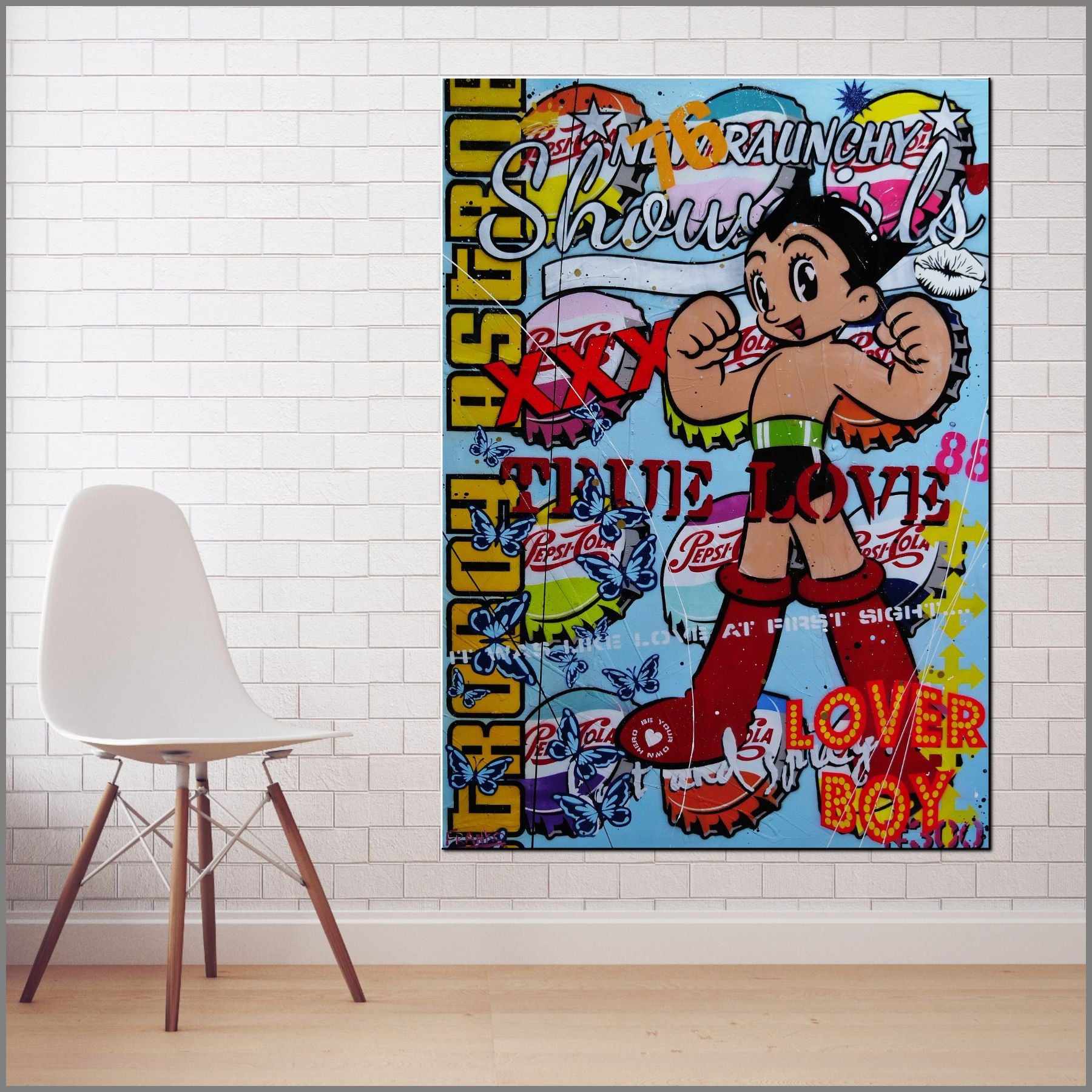 Astro 140cm x 100cm Astro Boy Textured Urban Pop Art Painting (SOLD)-Urban Pop Art-Franko-[huge]-[Australian]-[best Selling]-Franklin Art Studio