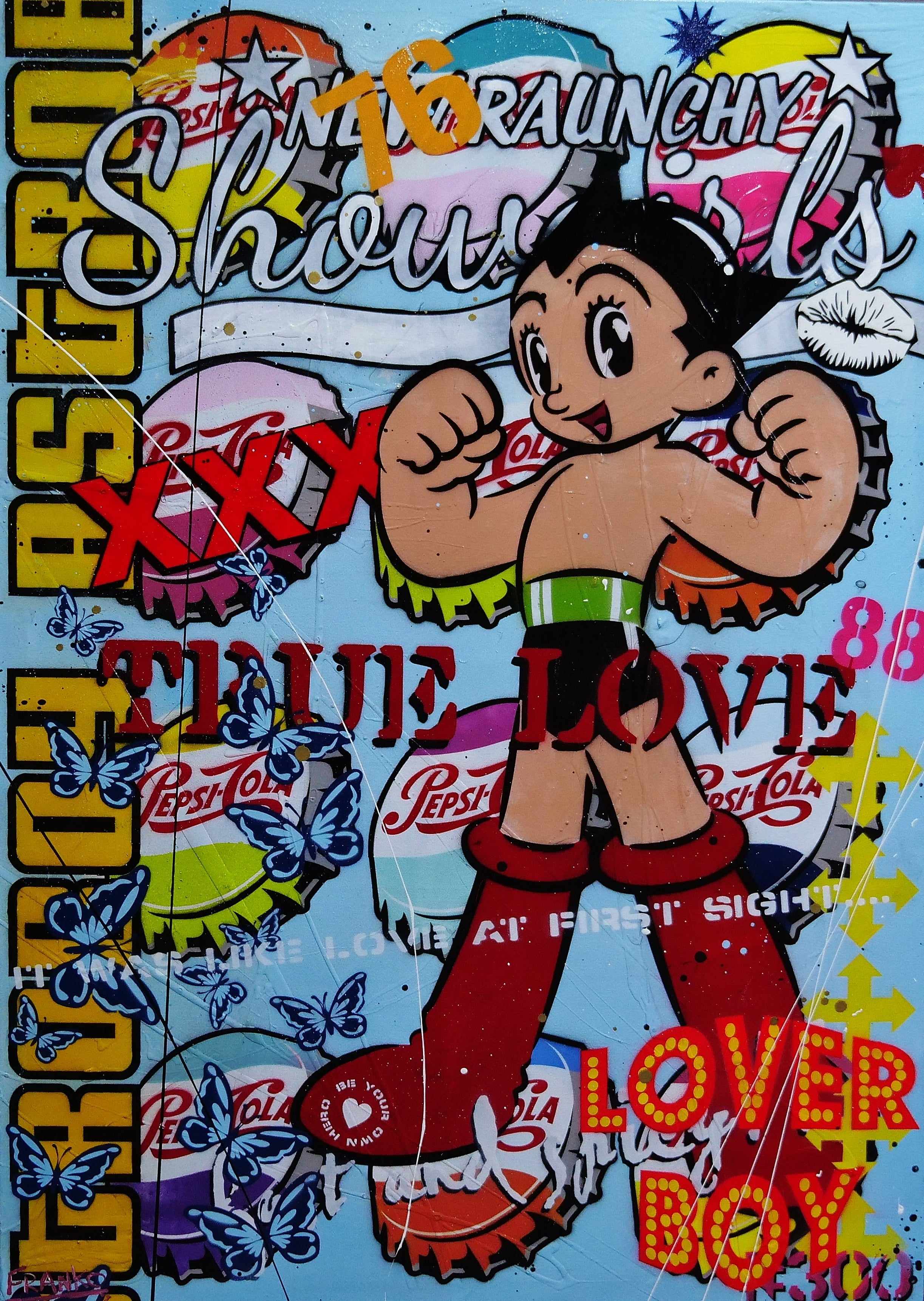 Astro 140cm x 100cm Astro Boy Textured Urban Pop Art Painting (SOLD)-Urban Pop Art-Franko-[Franko]-[Australia_Art]-[Art_Lovers_Australia]-Franklin Art Studio
