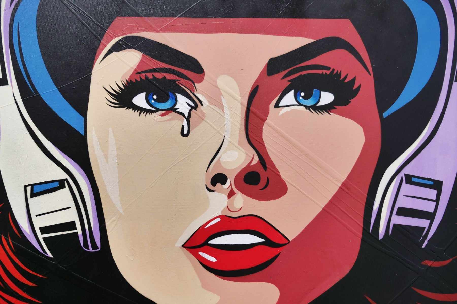 At That Very Moment 190cm x 100cm Space Comic Woman Textured Urban Pop Art Painting (SOLD)