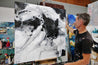 Atmosphere 120cm x 120cm Black White Textured Abstract Painting-Abstract-Franko-[franko_artist]-[Art]-[interior_design]-Franklin Art Studio