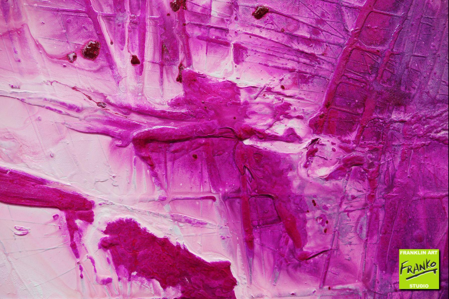 Atomic Colour Bomb 200cm x 80cm Pink Purple White Textured Abstract Painting (SOLD)