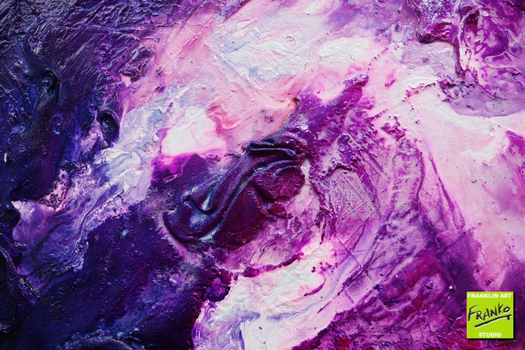 Atomic Colour Bomb 200cm x 80cm Pink Purple White Textured Abstract Painting (SOLD)