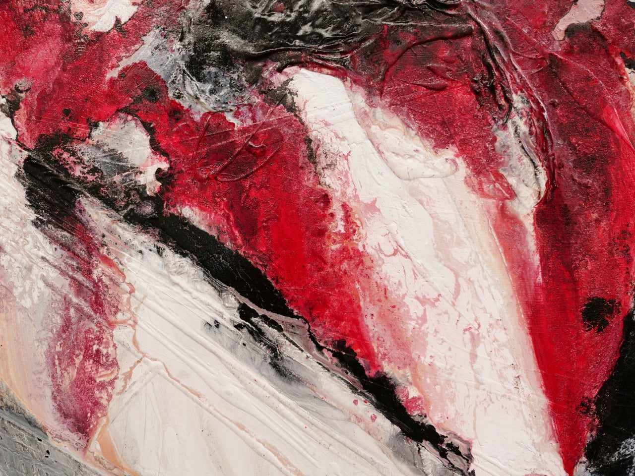 Atomic Jam 200cm x 120cm Red Black White Textured Abstract Painting (SOLD)