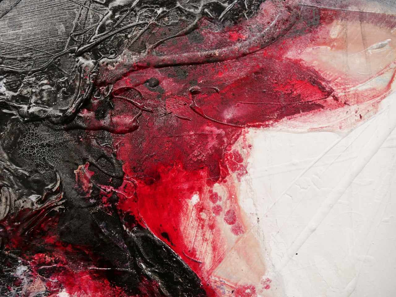 Atomic Jam 200cm x 120cm Red Black White Textured Abstract Painting (SOLD)