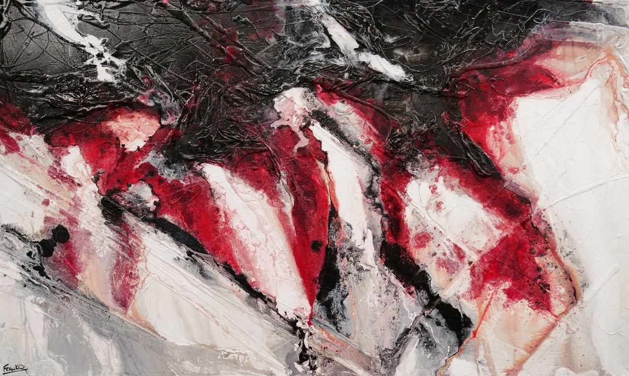 Atomic Jam 200cm x 120cm Red Black White Textured Abstract Painting-Abstract-[Franko]-[Australian Artist]-[Large]-[Popular]-Franklin Art Studio